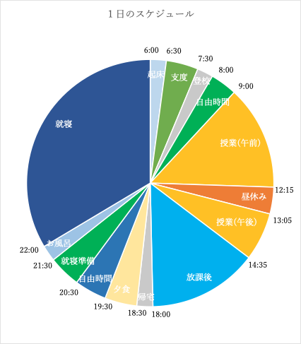 1日のスケジュール円グラフ